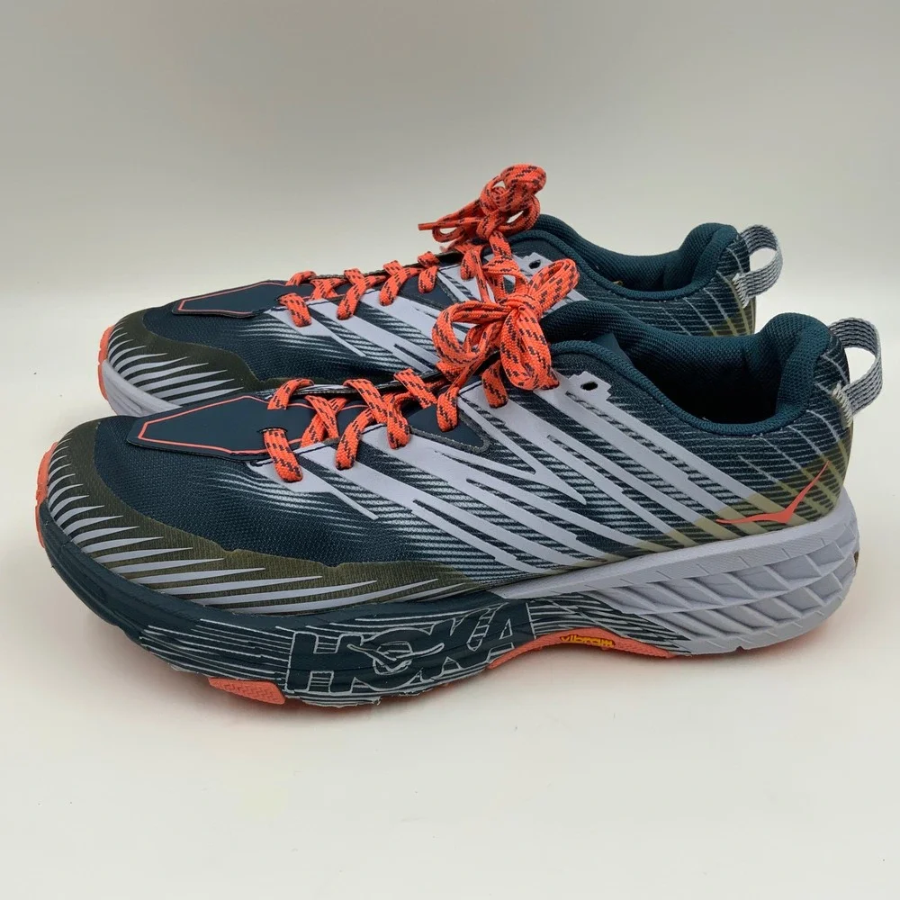 Hoka One One Speedgoat 4 Trail Running Shoes Navy Grey Coral Women Low Top